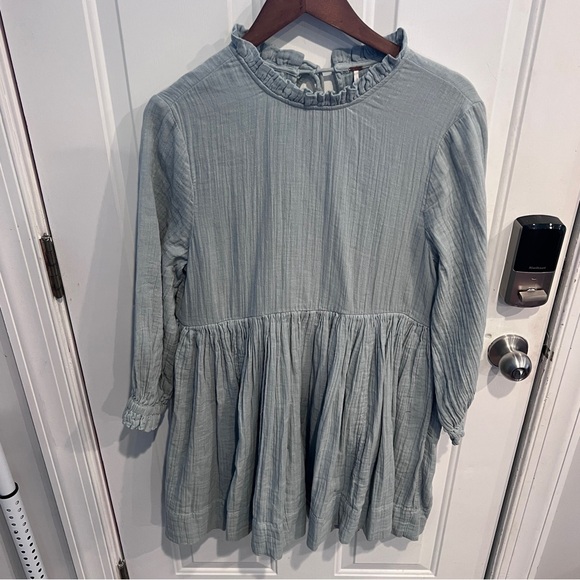Free People Living For This Mini Dress Light Blue Boho Oversized Open Back - Picture 2 of 8